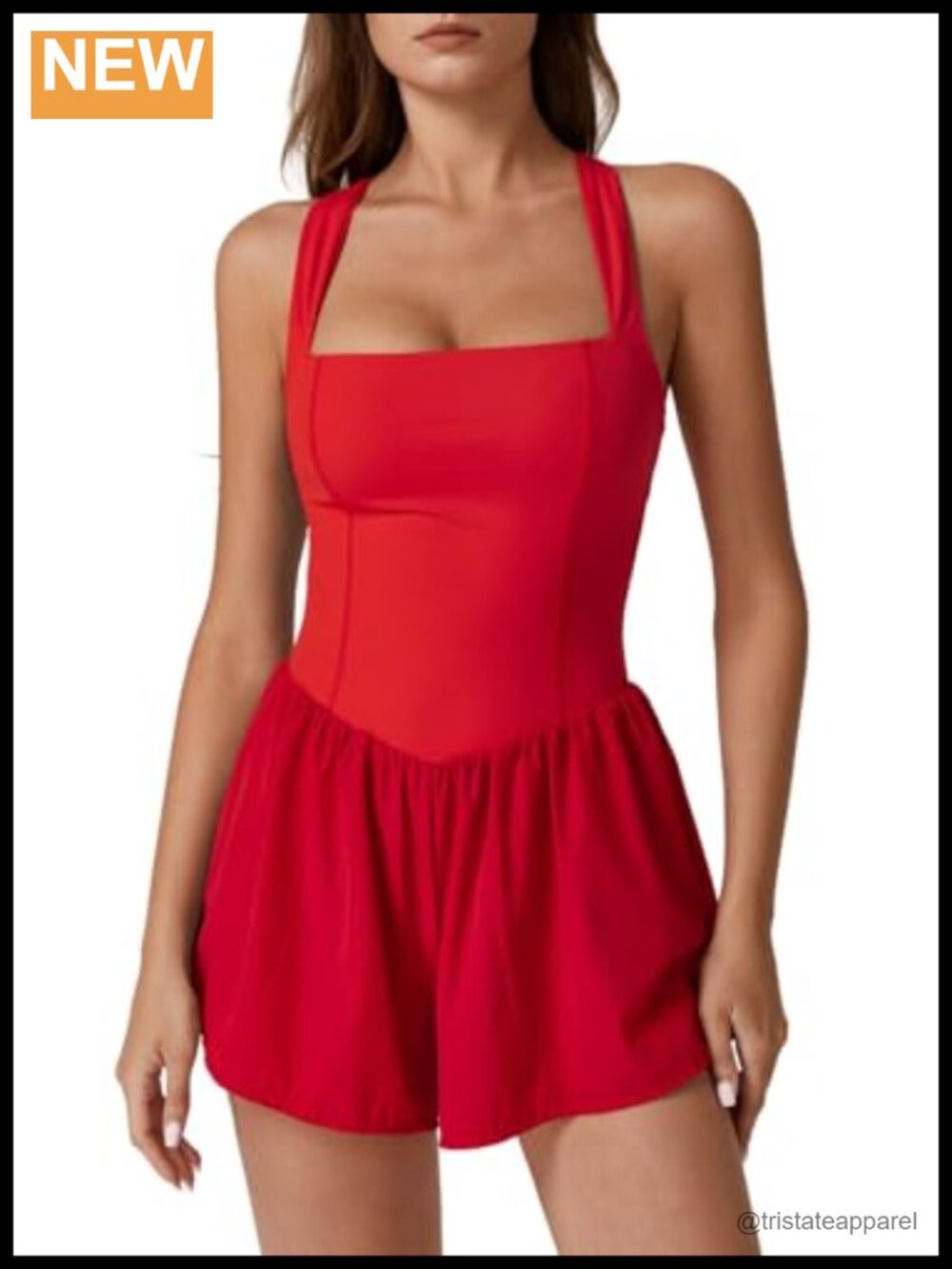 Square Neck Sleeveless Romper Jumpsuit Casual Summer One Piece with Pockets